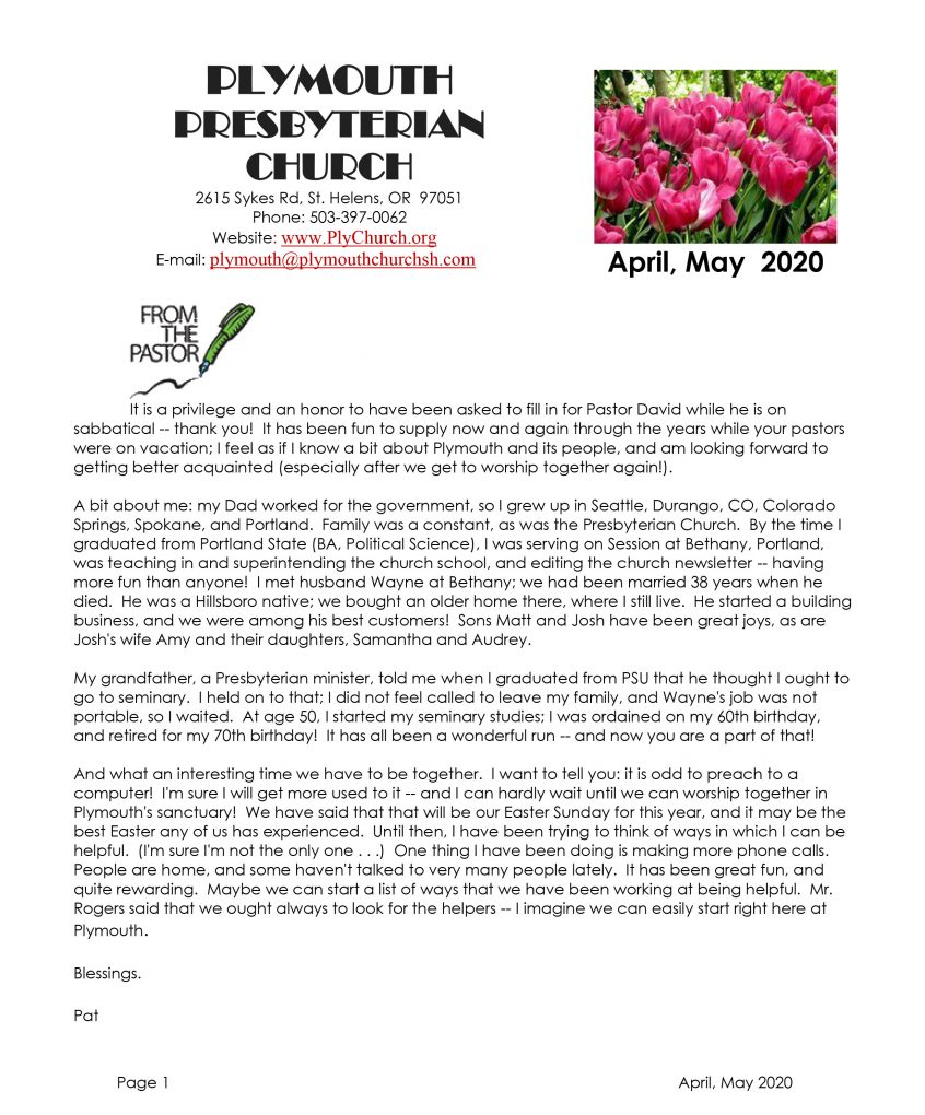 Newsletter Cover April & May 2020 TN