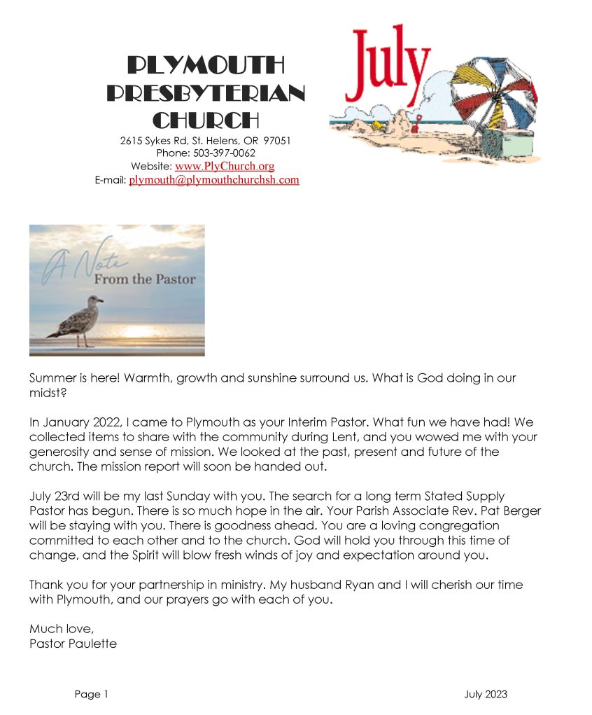 Cover page July Newsletter 2023